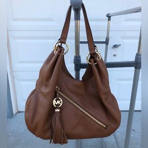 Michael Kors Cognac Leather Tassel Hobo Tote